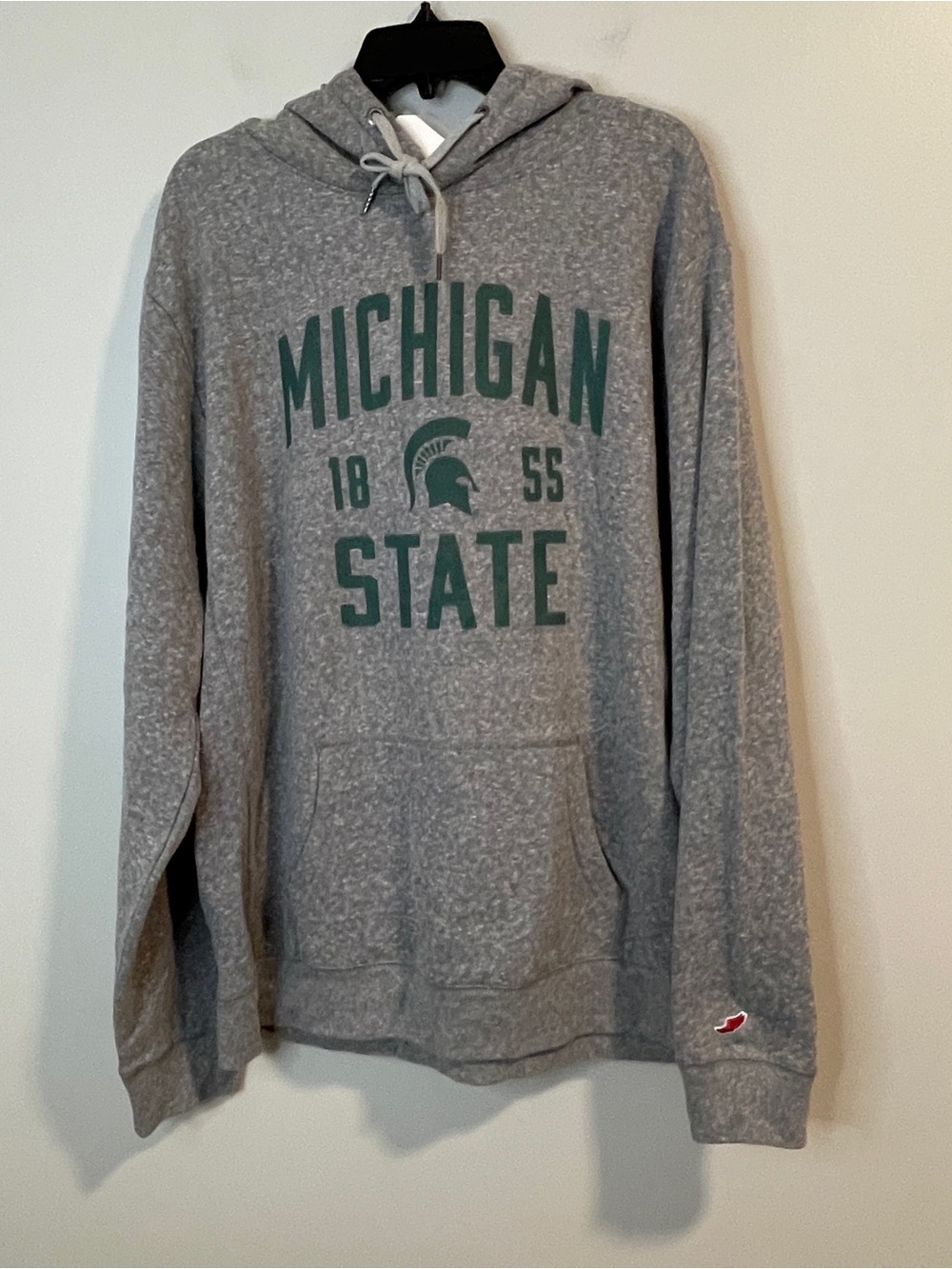 League Gray Michigan State Crewneck Hoodie with Green Logo 2XL